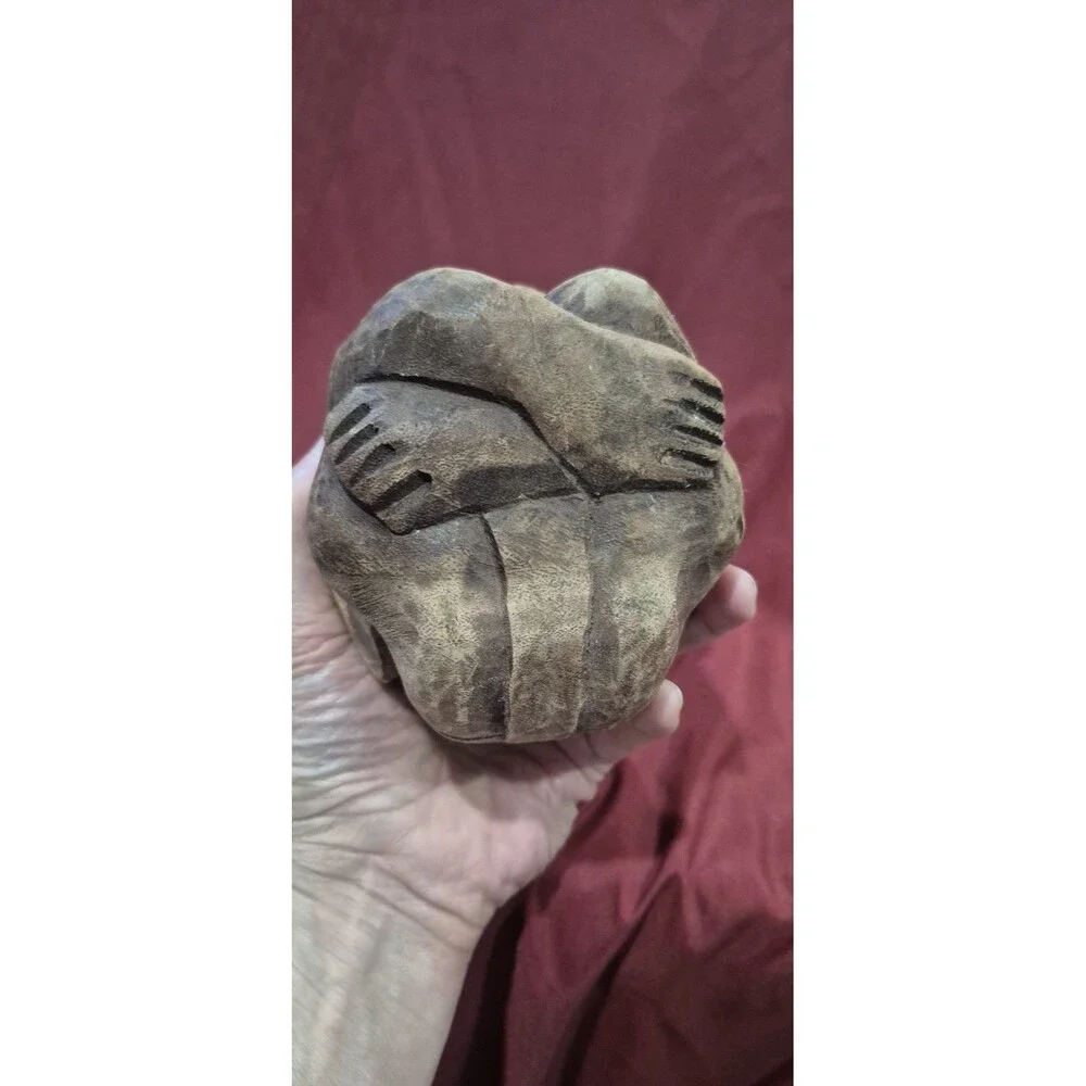 Hand Carved Weeping Buddha Orang Malu Wood Sculpture Yogi Figure 4x4.5 Vintage